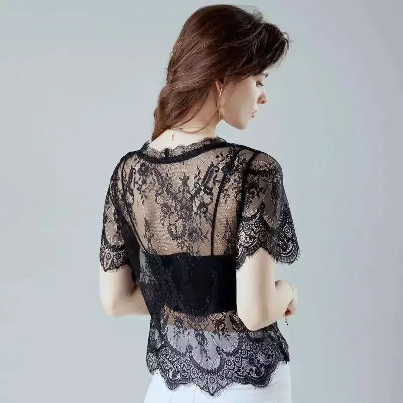 Black White Lace Women Bolero Femme Elegant Sheer Shrug Evening Party Dresses Cape Mariage Wedding Shawl Formal Cover Up