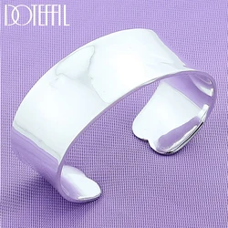 DOTEFFIL 925 Sterling Silver 30mm Smooth Bangle Bracelet For Woman Man Wedding Engagement Fashion Charm Party Jewelry