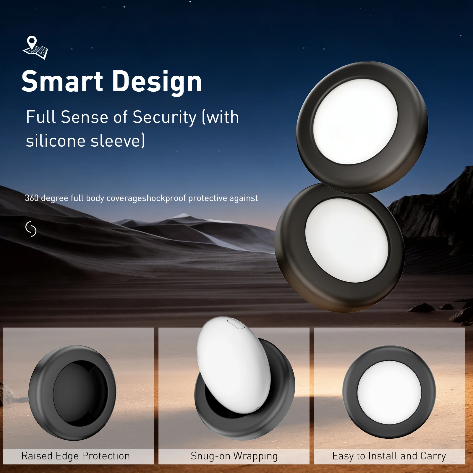 4-Pack AirTag Bluetooth Trackers & GPS Locators — For Keys, Pets, & Luggage — Compatible with 