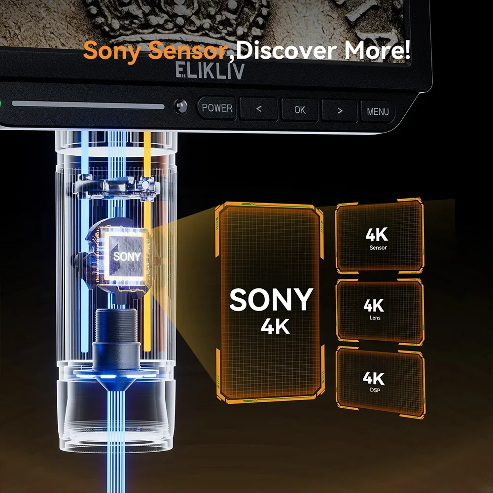 Elikliv EM4K 4K Digital Microscope for Electronics 10.1" 2000X HDMI Soldering Microscope with Boom Arm Holder Pcb Soldering