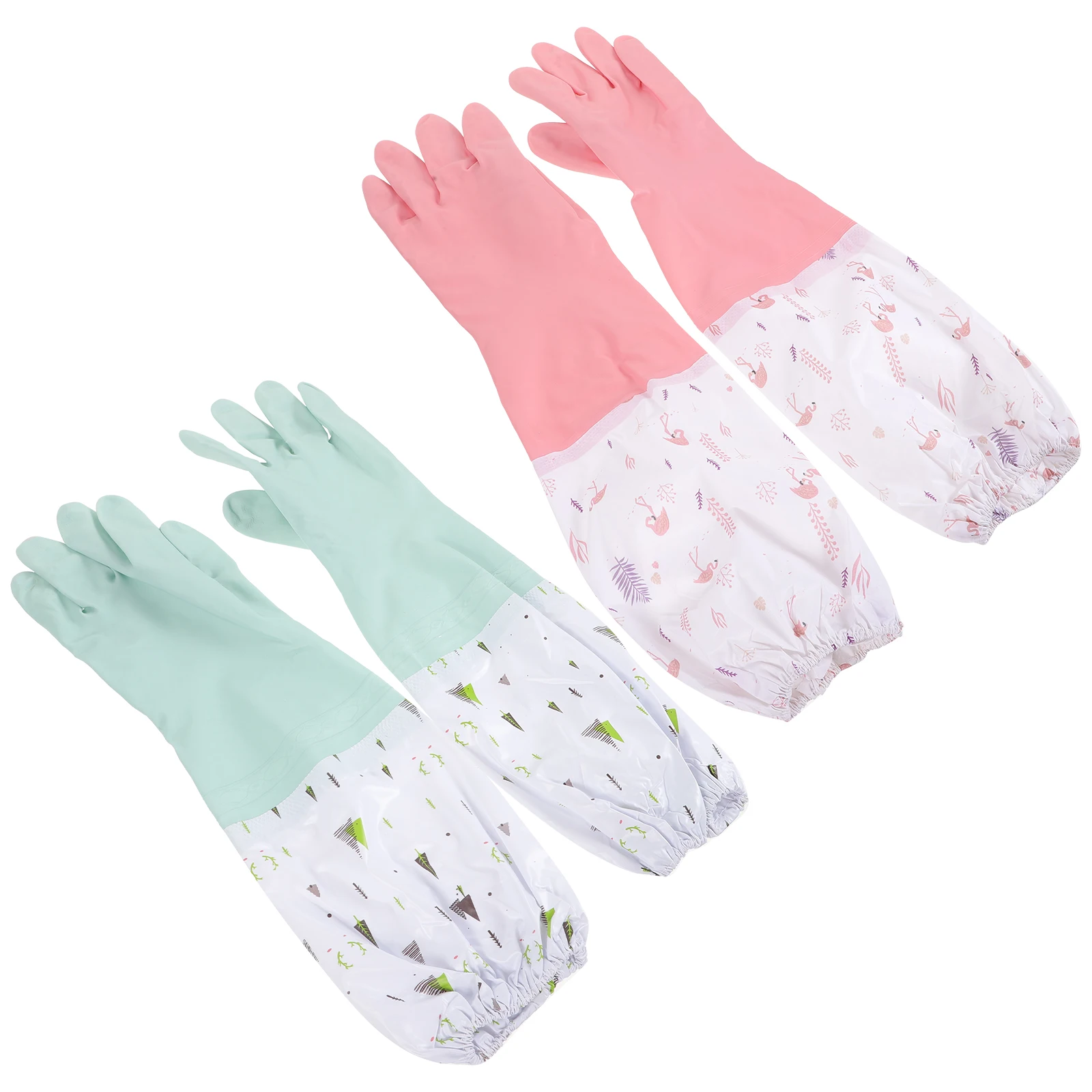 

4pcs Waterproof Cleaning Gloves PinkL Reusable Long Dishwashing Kitchen Household Large PVC Gloves Washing Dishes Oil