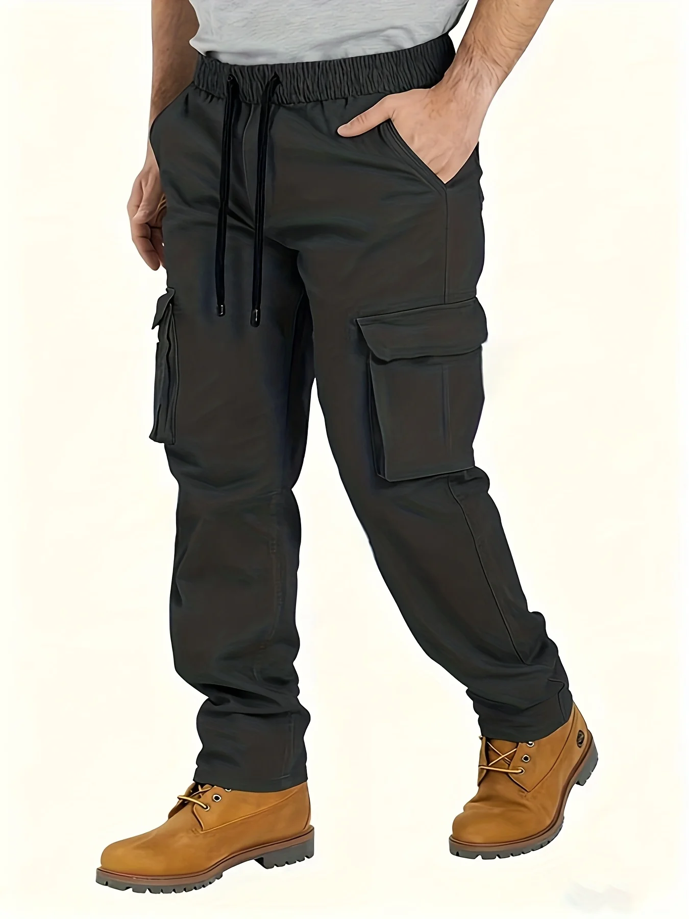 

American style high street retro multi pocket workwear pants for men's new trendy loose straight leg versatile casual long pants