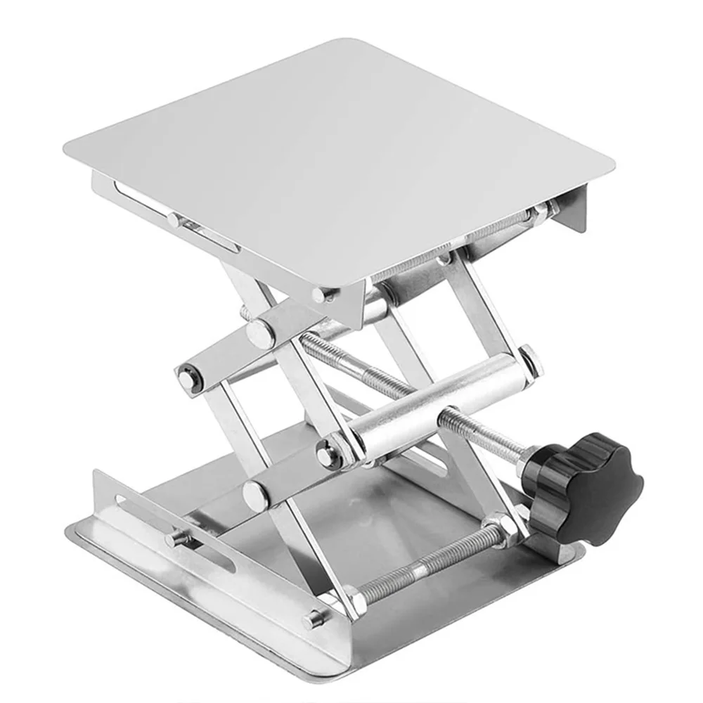 Stainless Steel Laboratory Support Jack Platform Lab Lift Stand Table, Expandable Lift Height Range from 45 mm to 158 mm
