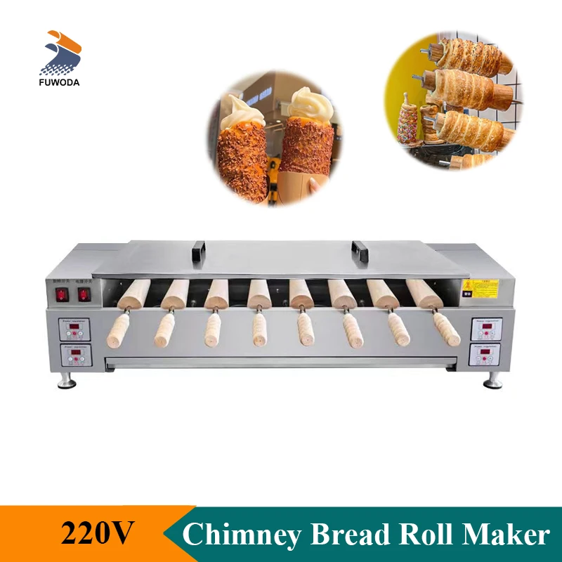 

Automatic 220V Chimney Bread Roll Maker Intelligent Digital Display Control 8pcs Bread Snack Baking Machine Commercial Use