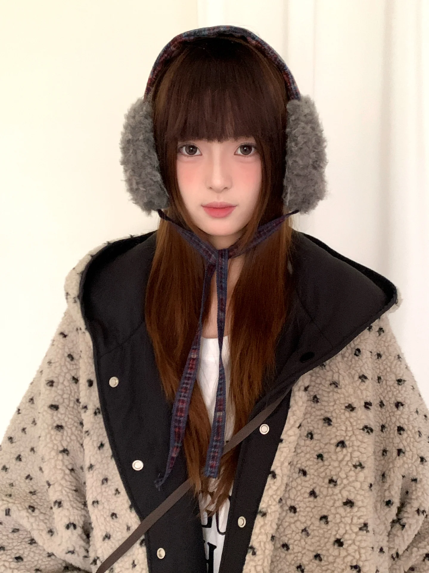 الرجعية منقوشة غطاء للأذنين للنساء نمط الشتاء الجديد للخارجية حماية الباردة سميكة غطاء للأذنين الدافئة مع الأشرطة ل #4