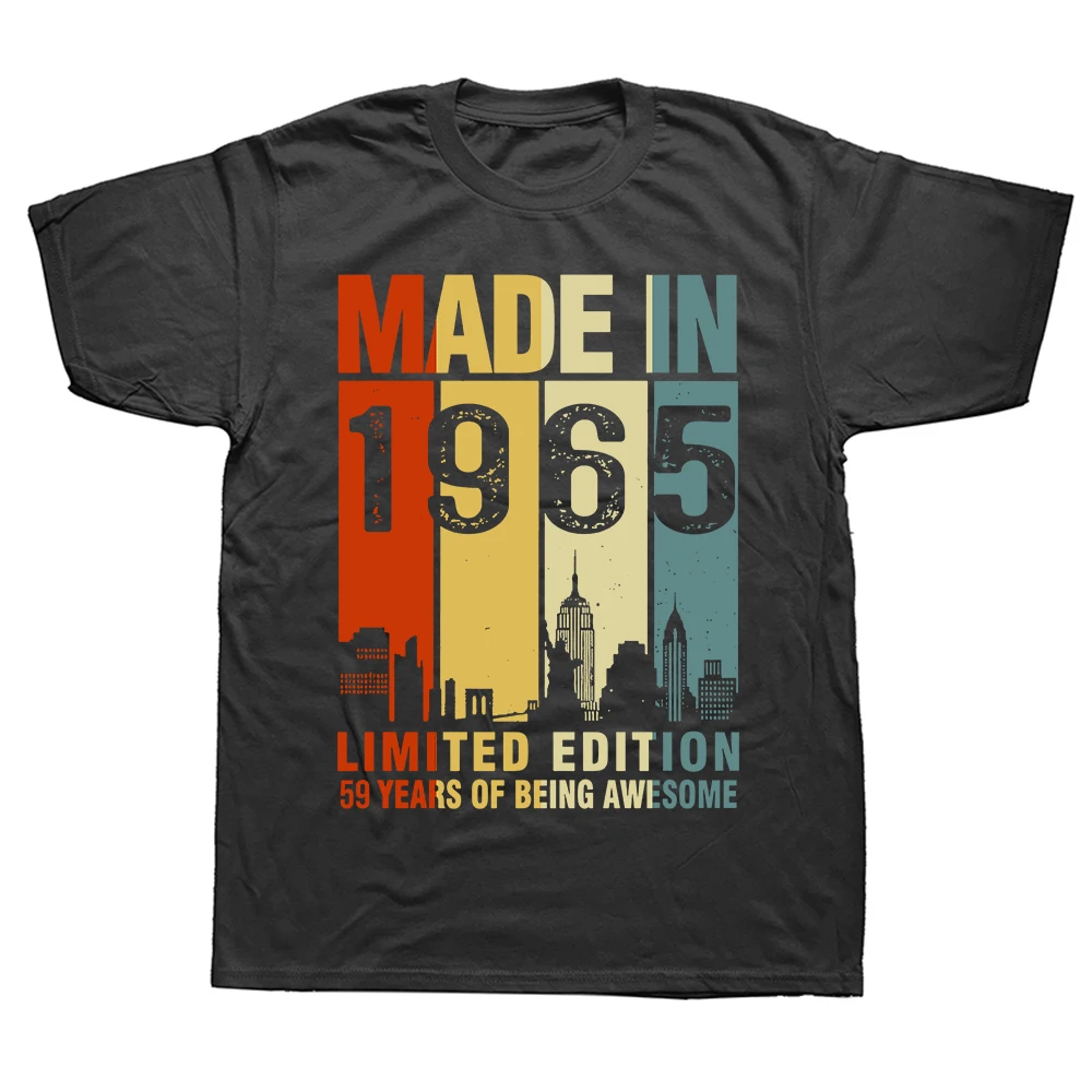 Made In 1965 Limited Edition 58 Years Of Being Awesome 58th Father Tshirt Cotton Breathable Casual T Shirt Classic Tops Tees Men