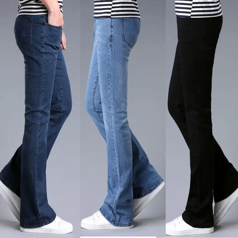 Men's Slim Fit Jeans High Waist Cotton Denim mid Stretch Bell Bottoms Casual Comfortable High Wear Resistant Autumn Fashion