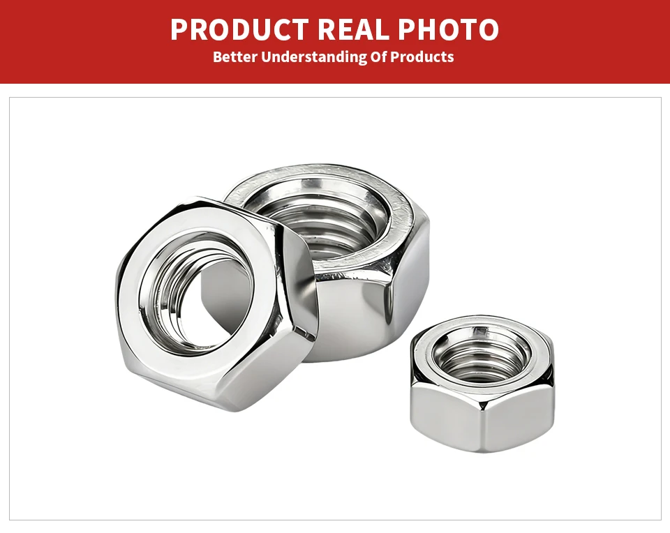 304 Edelstahl Sechskantmuttern A2-70 DIN934 Metrisches Gewinde Sechskantmutter Befestigungselement M1.2-M33 M3 M4 M5 M6 M8 M10 M12 M16 M20 – Detail 6