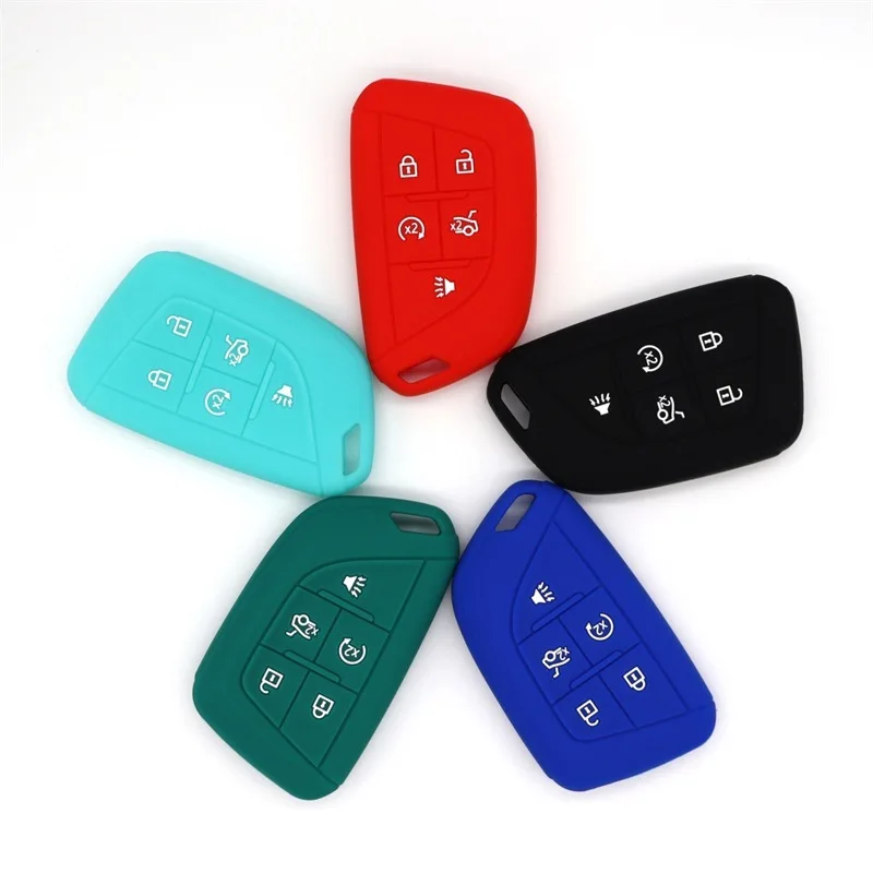 

Silicone Car Key Case for Cadillac CT4 CT5 - 6-Button Smart Remote Key Cover, Protective Key Pouch Automotive Accessories