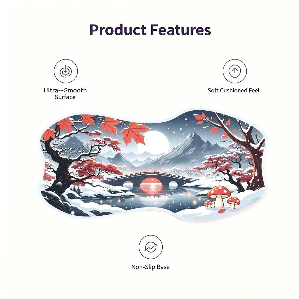 Mouse pad Vintage Chinese Pavilion Maple Night Scene Playmat Match Office Work Desktop Layout