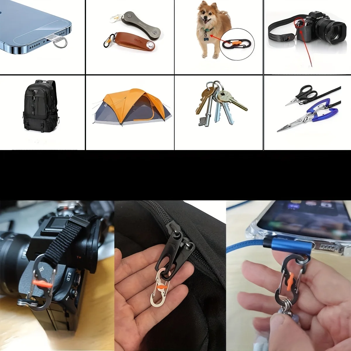 في الهواء الطلق التخييم على ظهره مشبك مفتاح قفل لوازم التخييم حلقة تسلق التخييم مع قفل S نوع سلسلة مفاتيح صغيرة هوك مكافحة سرقة #5