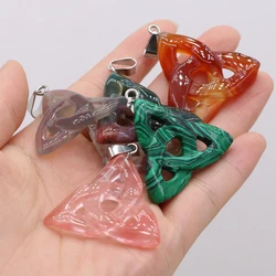 1PC Triangle Natural Stone Pendant Charms Red Agates Malachites Pendant For Making DIY Jewerly Necklace Gift 32x35mm