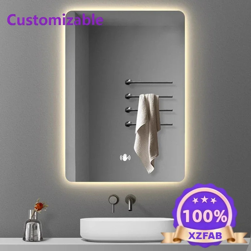 Factory Direct 2026 Minimalist Smart Bathroom Mirrors Home Touch Screen Bath Mirrors With Light Modern High-definition