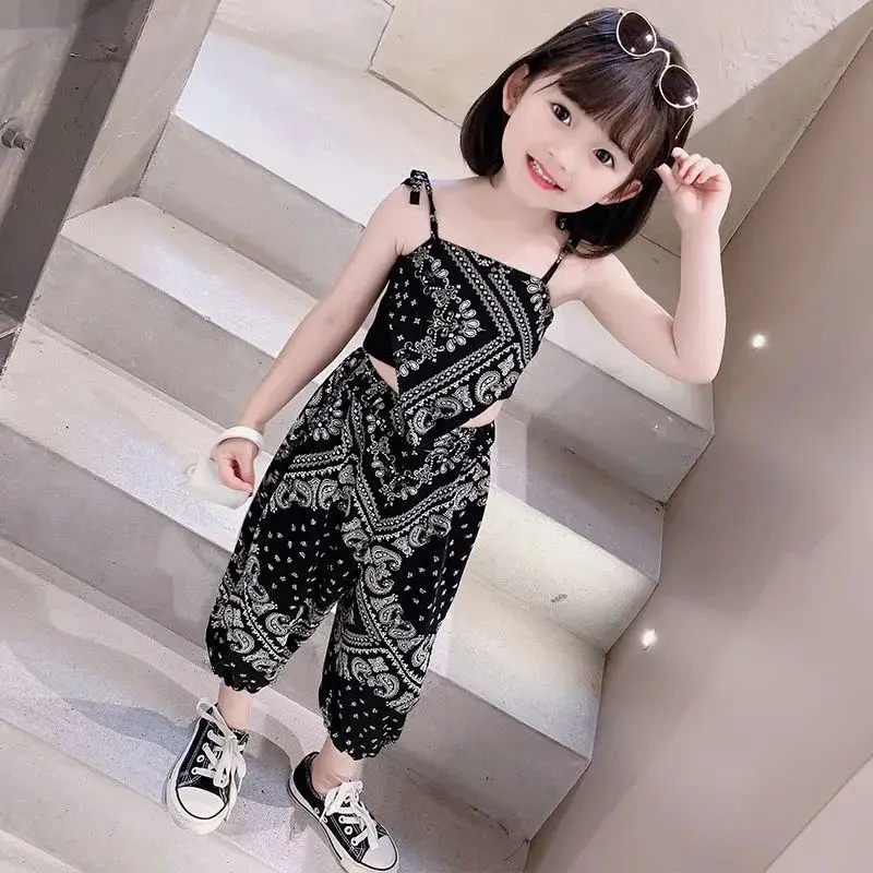 

Girls Clothes Set Summer Suspender Vest + Trousers Pants 2 PCS Children Clothing for Girl Teen Kids Girls Clothes 8 7 11 12 Year