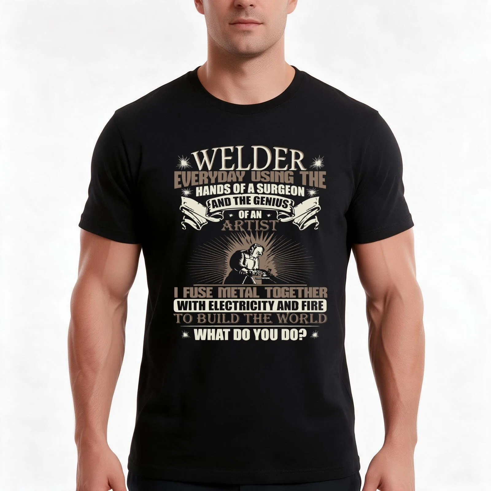 Welding Shirt Proud Welder Gift for Welder Dad T-Shirt, Summer Casual Cotton Tee, Oversized Streetwear Tops, Unisex Men Women