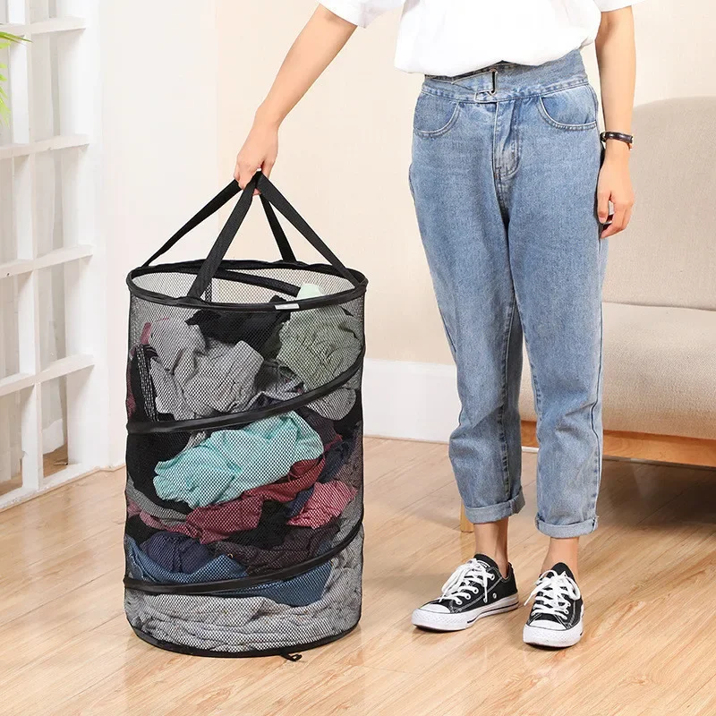 Reusable Laundry Bags Foldable Polyester Cloth Storage Frame Laundry Room Essential Minimalist Dirty Clothes Bucket Product Item