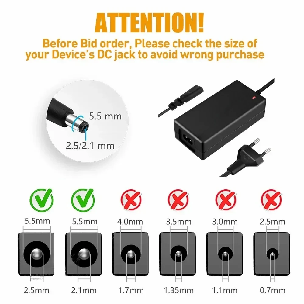 New Power Adapter AC 100-240V Black DC 48V 54.6V 2A e bike,Electric Scooter Lithium Battery Charger Accessories US/EU/Plug