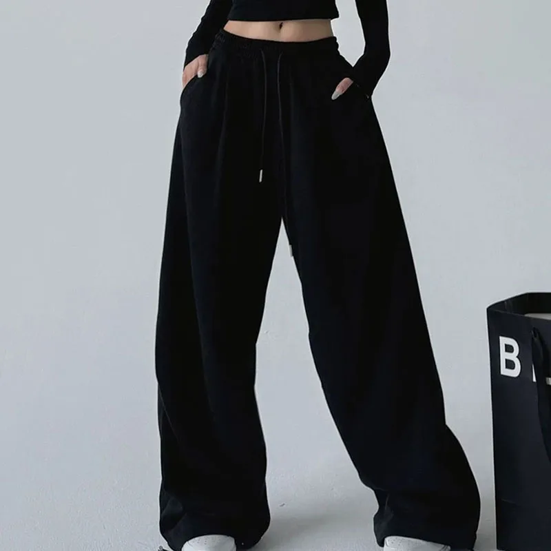 Women's Harajuku Wide Leg Sweatpants 2025 Autumn Winter Wild Baggy Gray Jogger Trousers Female Y2K Casual Oversize Sports Pants