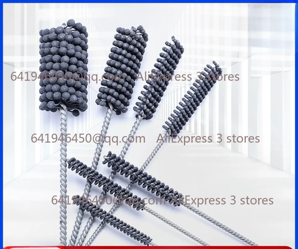 Brosse d'ébavurage à billes abrasives Grit120, trou intérieur, tête de meulage, tuyau de polissage, nettoyage de tube, longueur totale 200mm, 1PC