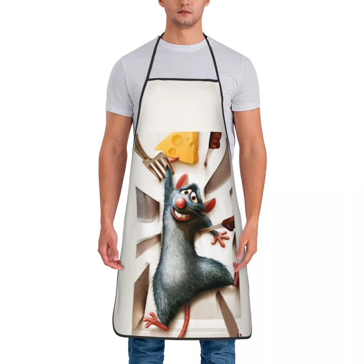 Custom Unisex Ratatouille Remy Bib Apron Adult Women Men Chef Tablier Cuisine for Cooking Kitchen Alfredo Linguini Chef Baking