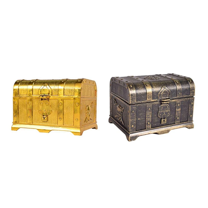 Pirate Treasure Chest Decorative Treasure Chest Keepsake Jewelry Box Plastic Toy Treasure Boxes Party Decor Large Size