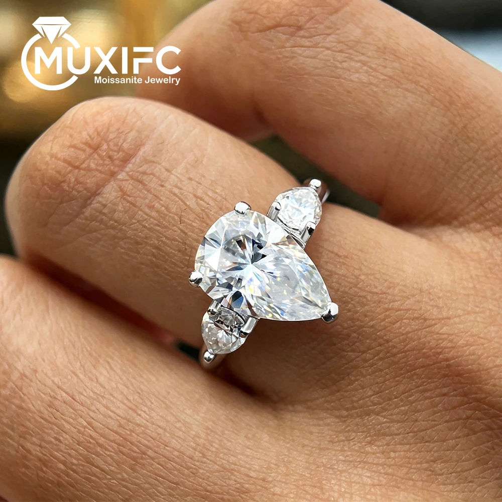 1-4CT Pear Cut Full Moissanite Engagement Rings for Women 925 Sterling Silver Wedding Band Jewelry Waterdrop Diamond with GRA