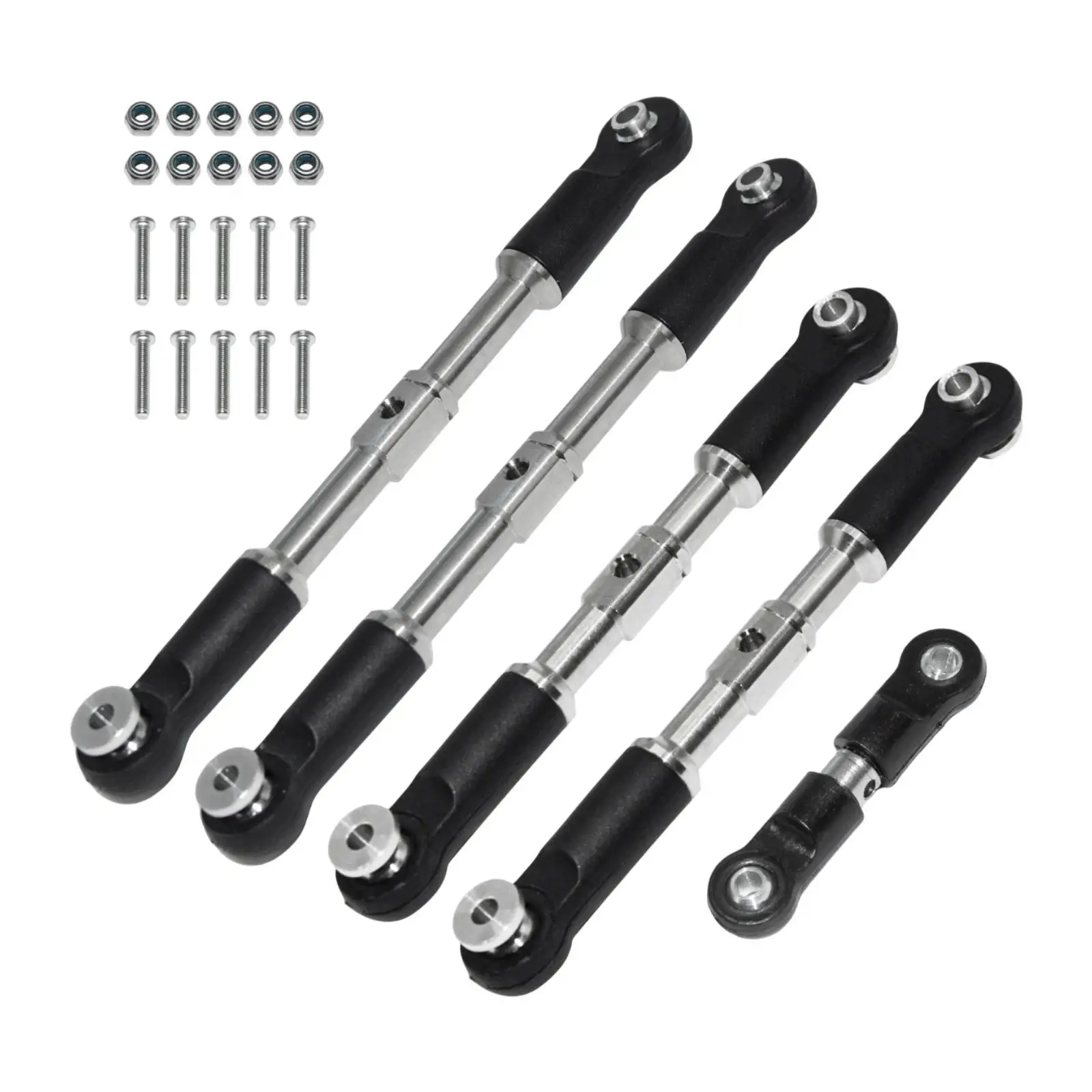 5x Steering Link Rod Professional RC Car Spare Part Replacing Stainless Steel Upgrades Part Adjustable for 1/7 1/8 Parts Upgrade