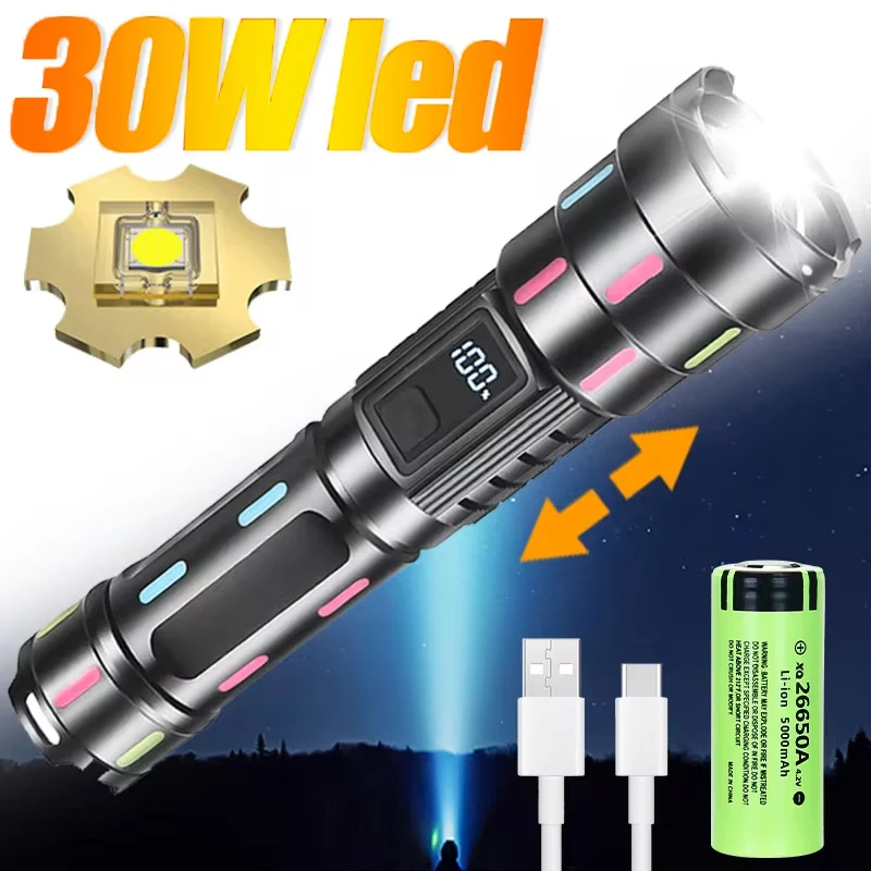 Heinast High Power Portable LED Flashlight, USB Rechargeable, Waterproof, Suitable for Outdoor Camping and Emergency Situations