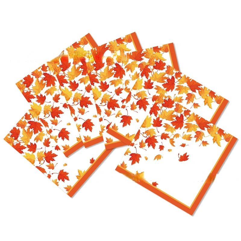 20pcs Maple Pumpkin Disposable Napkins Thanksgiving Party Table Decoration Autumn Holiday Dining Family Gathering