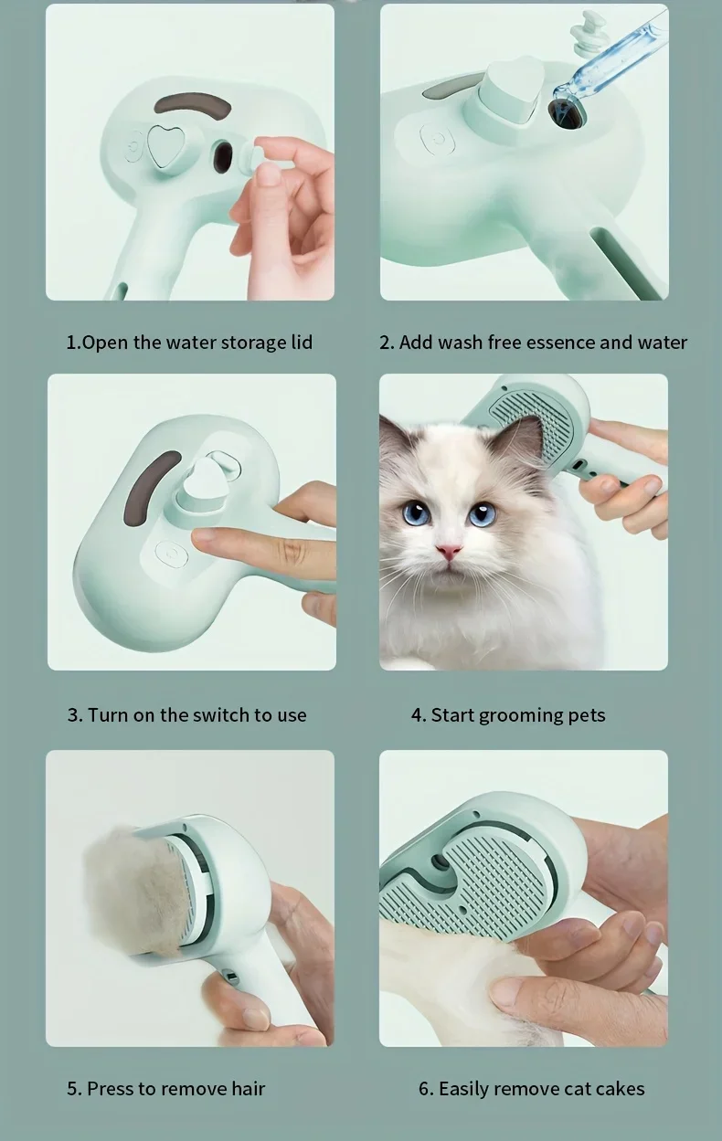 Pet Spray Haar Kamm Professionelle Elektrische Haarglätter Kamm Pinsel Für Katze Haustier Massage Kamm Dampf Pinsel Für Haar Pflege – Detail 5