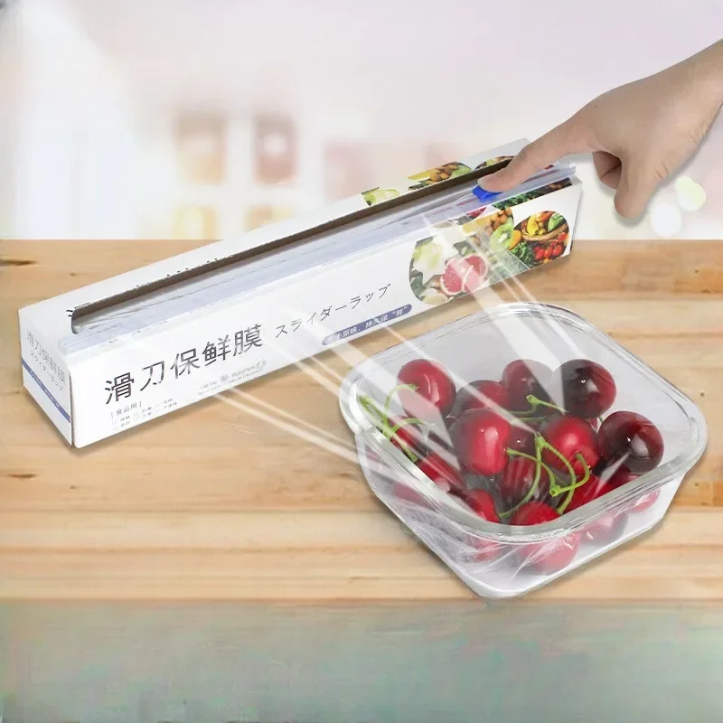 1-5PCS Large Roll Cling Film Food Grade Slider Cutter Box Efficient Practical Wrap for Kitchen Household Storage and Cooking