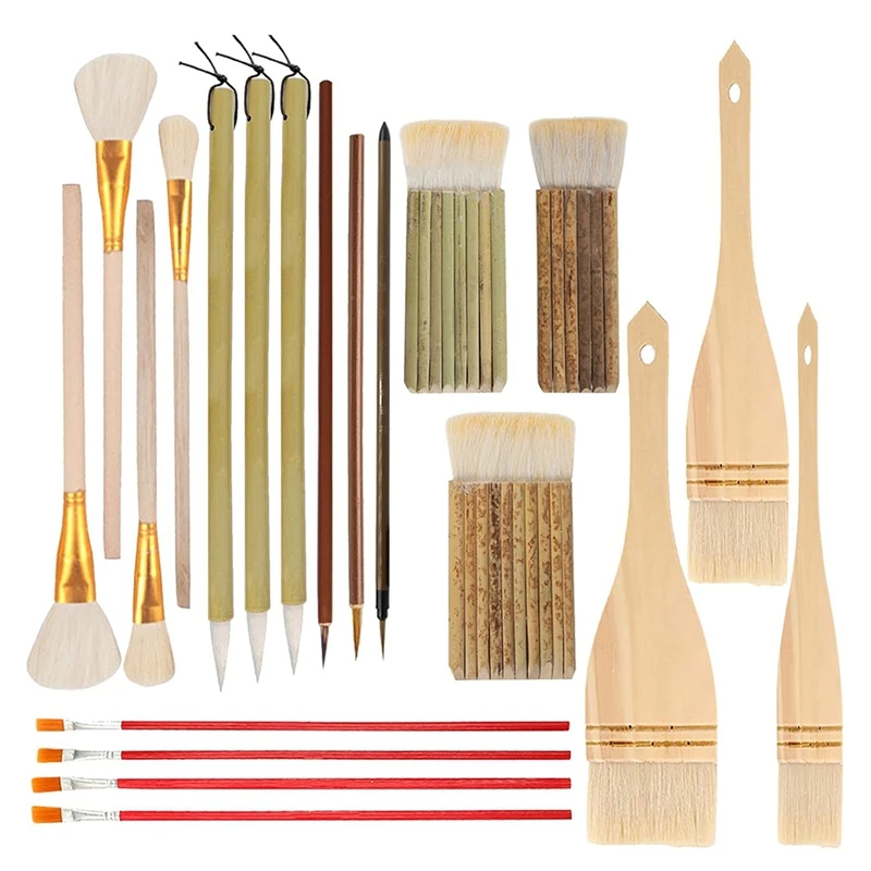 20Pcs Pottery Glaze Brushes Kit,For Pottery Art Paintbrush Tool Brushes For Watercolor Painting Students Kids Adults