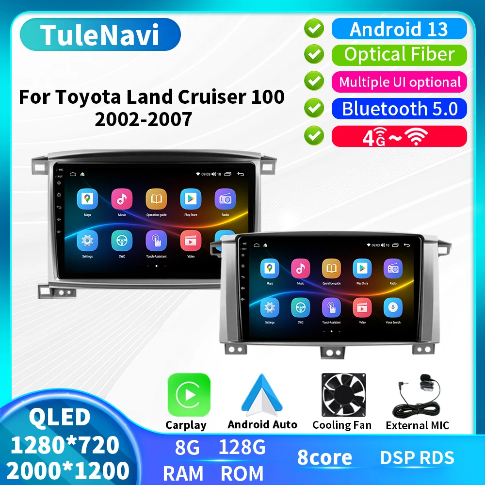 For Toyota LC100 Land Cruiser 100 LC 100 2002 - 2007 Car Radio Android GPS Navigation 2K Screen 8Core DSP Multimedia Player