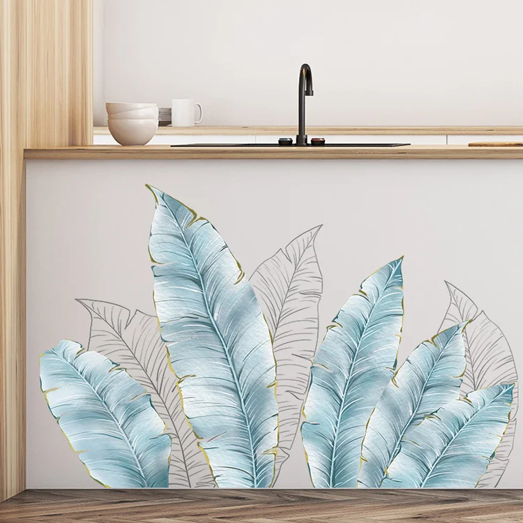 Kreative Pflanzen-Blatt-Wandaufkleber für Wohnzimmer, Sofa, Hintergrund, Heimdekoration, Wandbild, Schlafzimmer, Verschönerung, selbstklebende Tapete – Detail 5