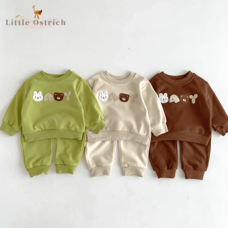 Newborn Baby Girl Boy Cotton Clothes Set Hoodie+Pant Child Long Sleeve Clothing Suit Bear Rabbit Pullover Baby Clothes 3M-2Y