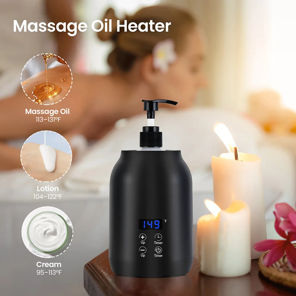Essential Oil Heater LED Display Temperature Adjust Single Massage Oil Bottle Warmer Massage Oil Heater