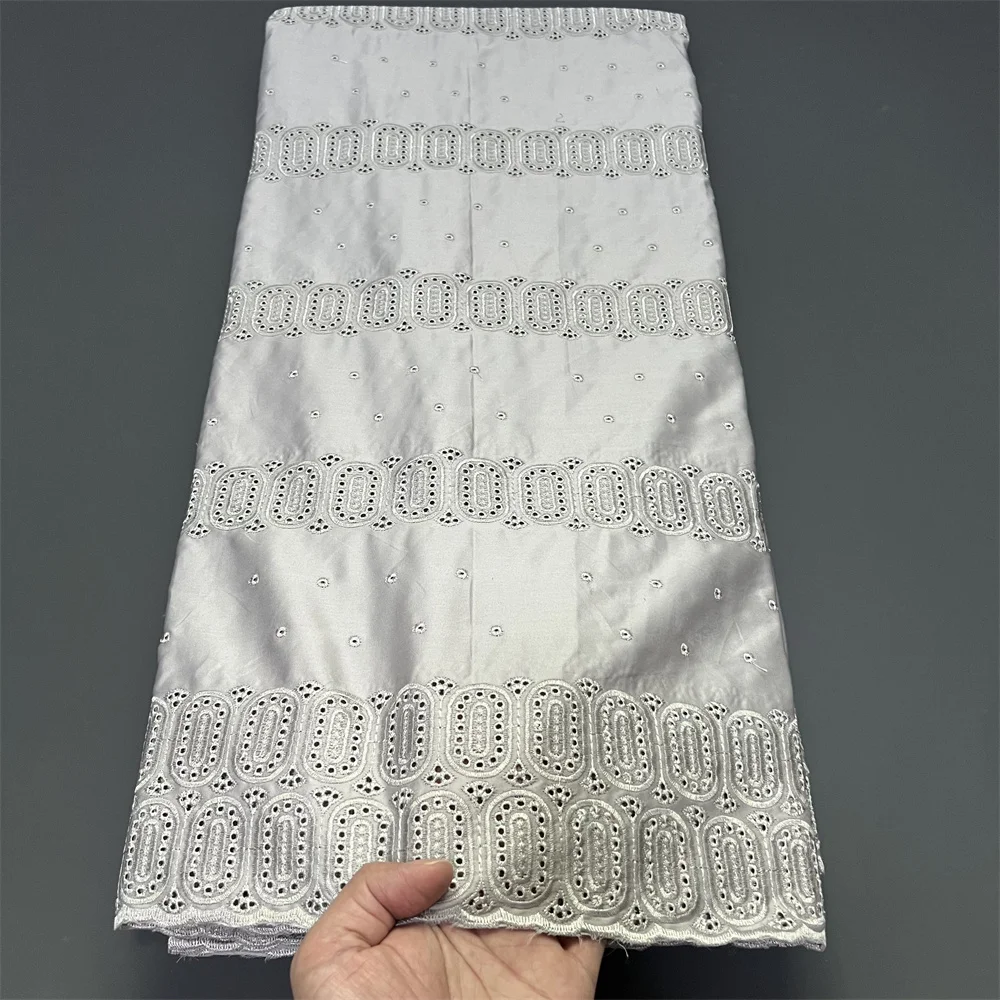 

African Lace Fabric 2025 High Quality,Cotton Fabrics By The Meter,Embroidery,Linen,Party Dresses,Tulle,Fashion,Cloth,5 Yards