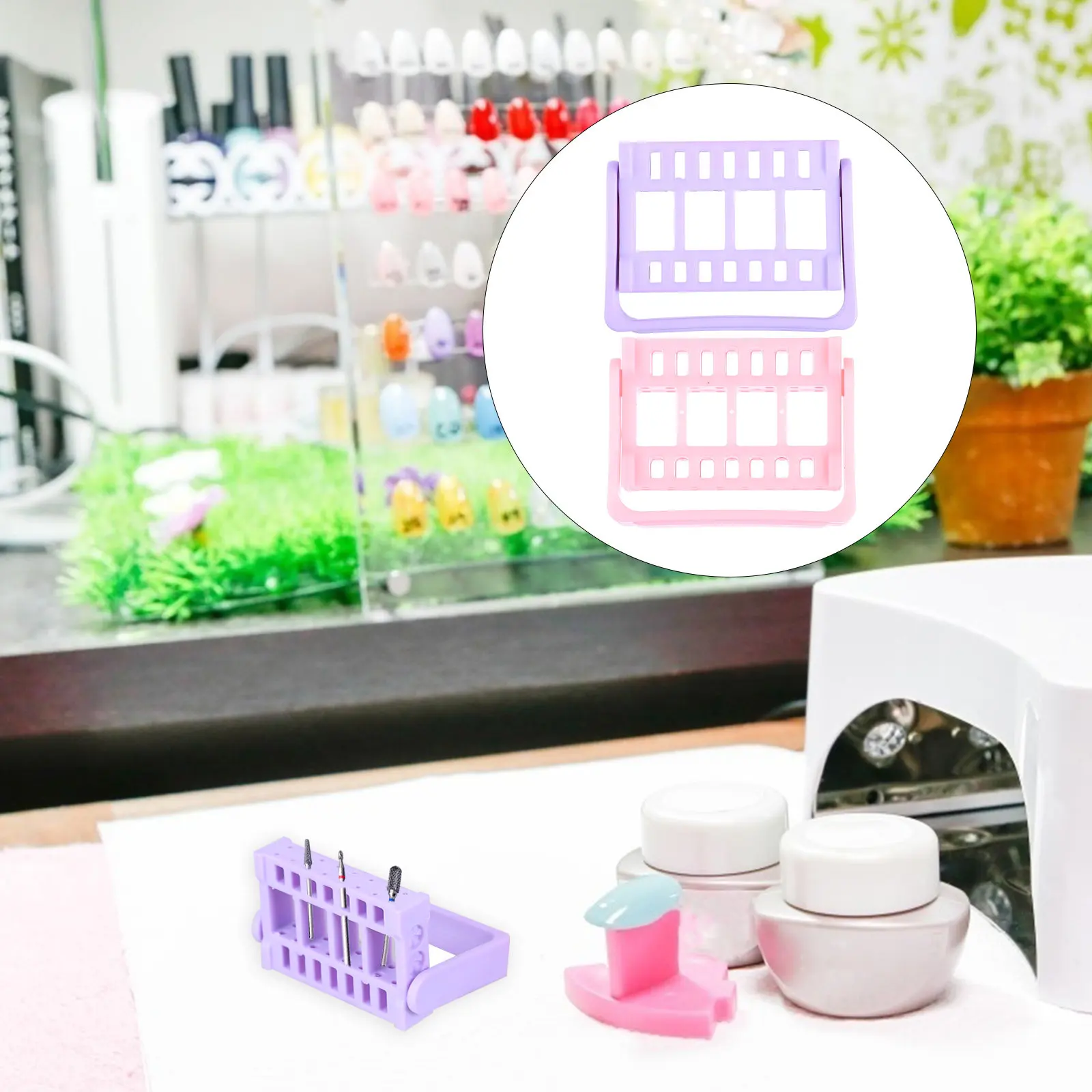 

Держатель для насадок для маникюрного аппарата, 16 отверстий, подставка-органайзер для шлифовальных насадок, аксессуары для хранения для дома и салона, 2 шт.