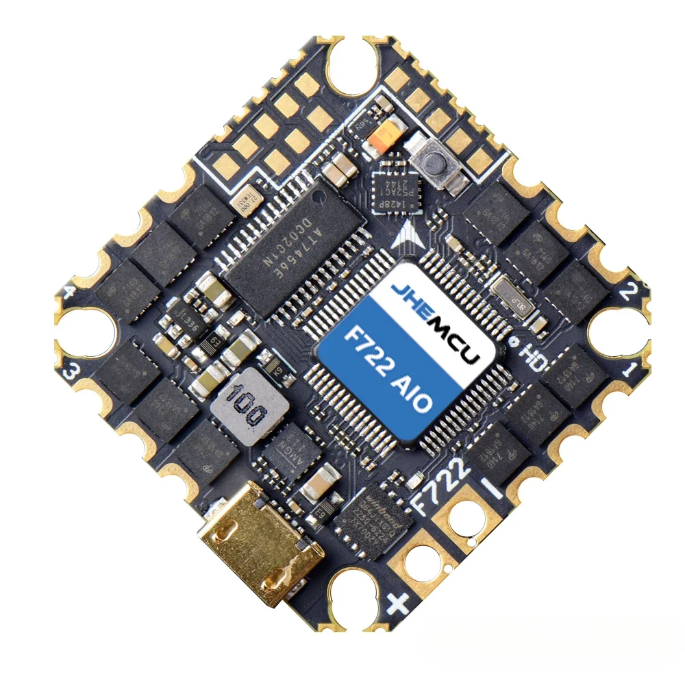 GHF722AIO-HD 40A AIO Baro OSD BlackBox F722 Flight Controller BLHELIS 40A 4in1 ESC 2-6S for FPV Freestyle Cinewhoop, 1pcs 7.6g