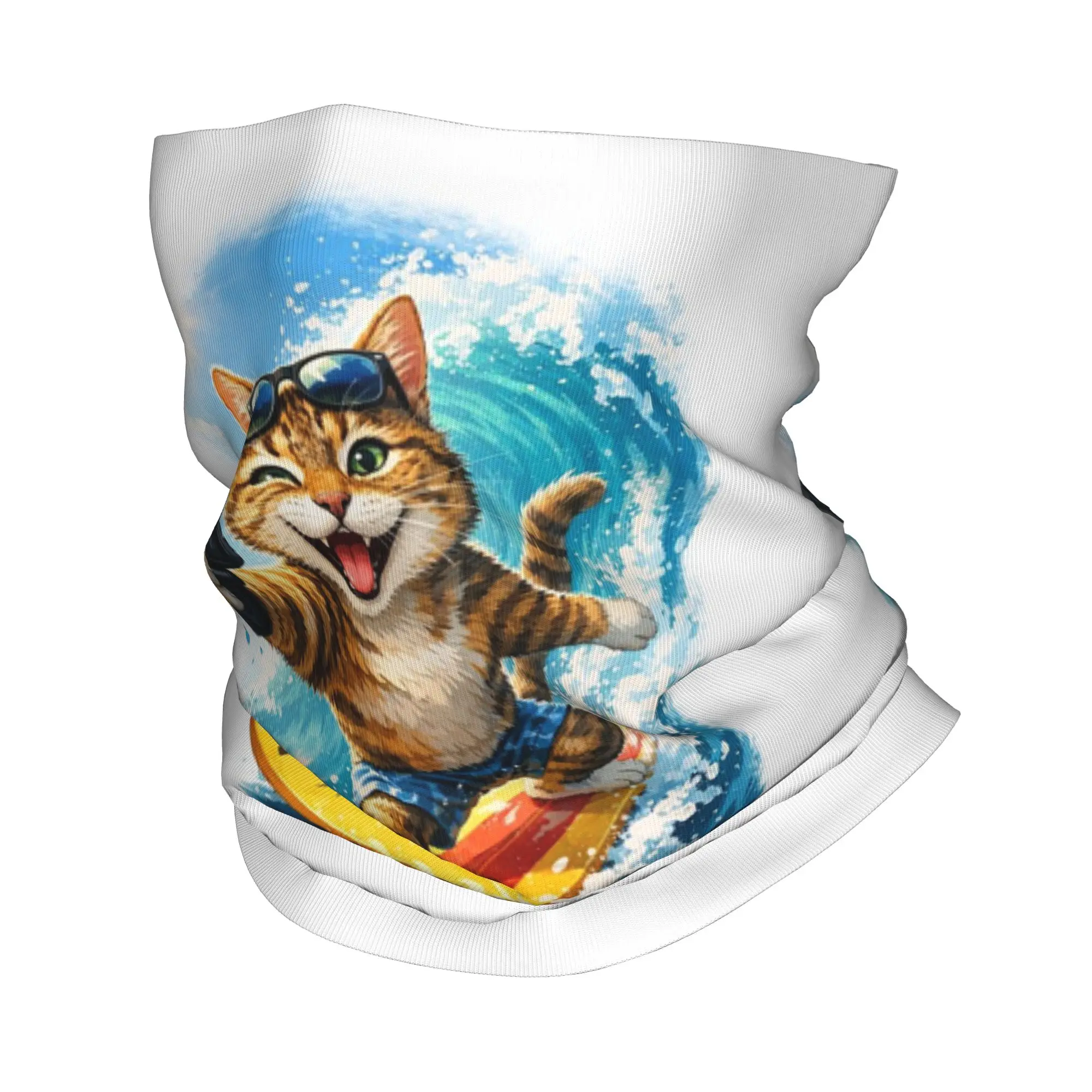

Cat Surfing Selfie Bandana Neck Gaiter Printed Wrap Mask Scarf Warm Face Mask Running Unisex Adult