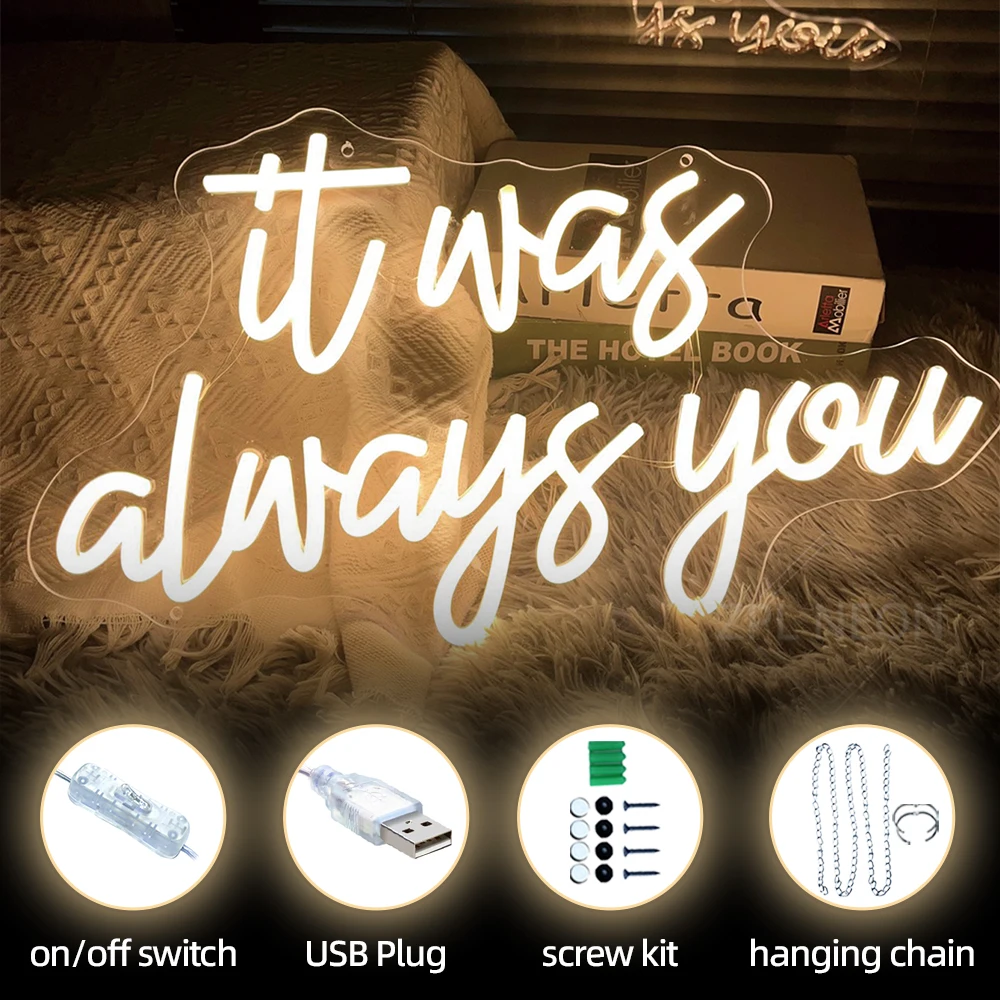 It Was Always You Neon Led Sign Wedding Decor Room Engagement Party Decor Wall Art Neon Sign Led Light Personalize Gift Birthday