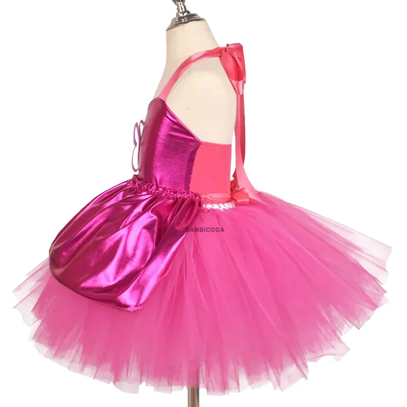 

RT01 Princess Girls Rosy Knee Length Barbi Tutu Dresses for Girl Birthday Party Halloween Christmas Costumes Margot Robbie C*Jk2