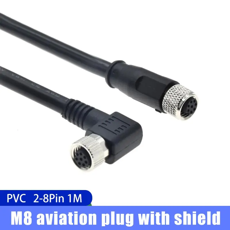 1 Meter M8 Waterproof Aviation Plug Wire IP67 2 3 4 5 6 8 Pin Shielded Cable Connector M8 Male Female Connector with PVC Line