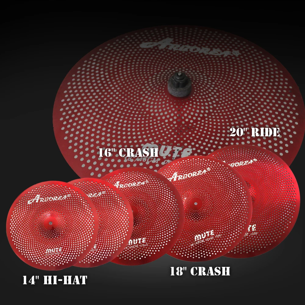 red-color-special-mute-cymbals-set-with-bag-for-drum-training-and-practice