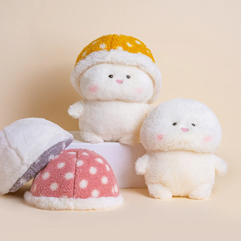 24cm Kawaii Wave Hat Mushroom Ball Plush Doll Mushroom Elf With Detachable Hat Plush Toy Kid Birthday Gift
