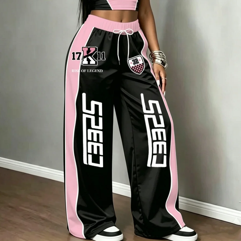 2026 Hot Girl Hip-hop Sports Street Printed Casual Wide-leg Pants Womens Kids Fashion Letter Long Pants