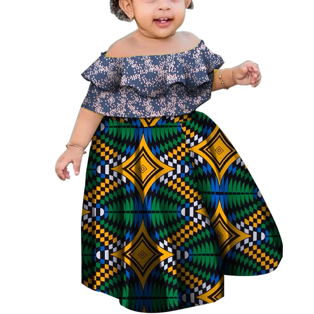 

Летняя африканская одежда канга для детей, платье с открытыми плечами для девочек, платье в африканском стиле с цветочным принтом, Vestidos Dashik, пляжная вечеринка, отпуск