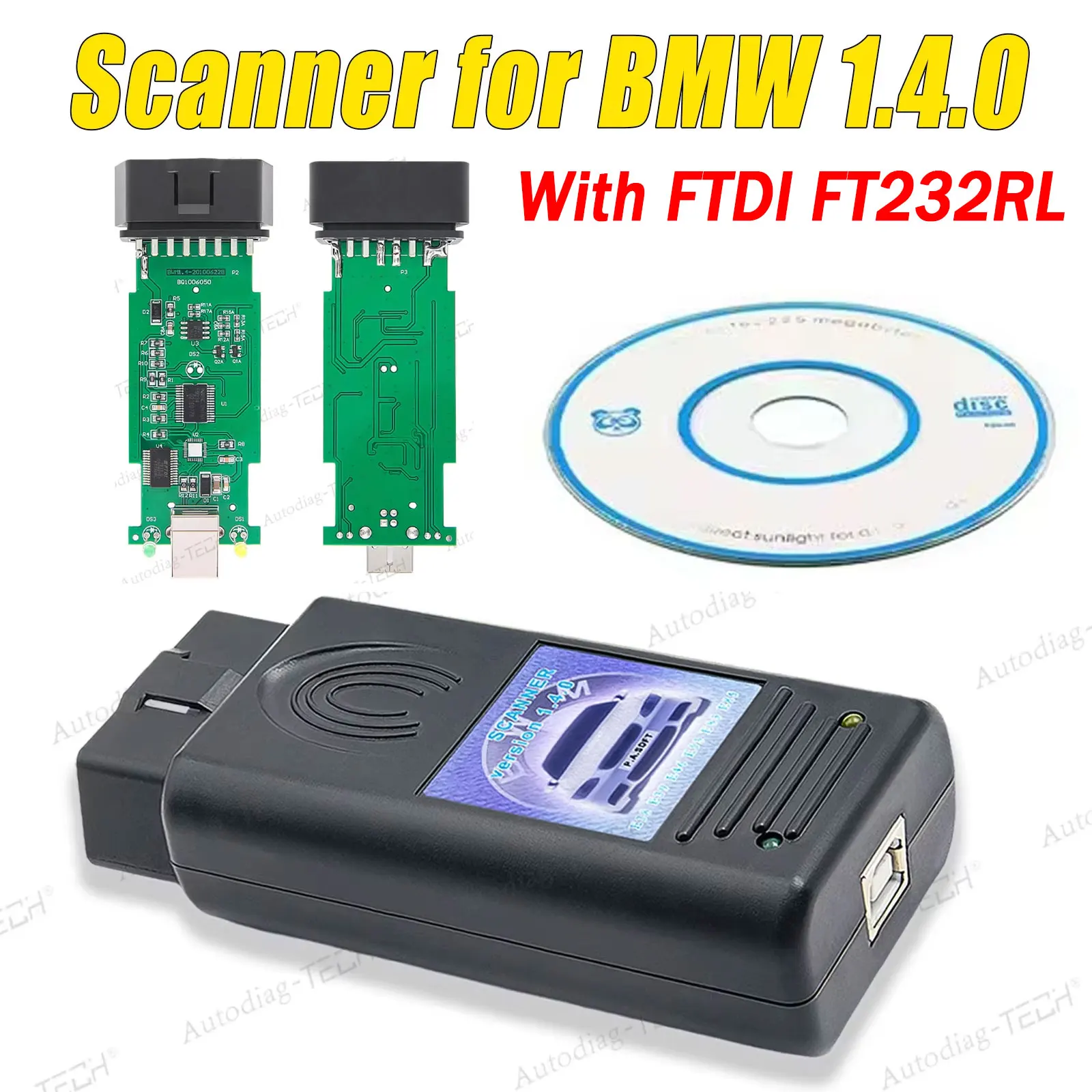 Scanner OBD2 per BMW E38 E39 E46 E53 E83 E85 Serie3 5 7 X5 X7 Versione 1.4.0 Lettore di codice sbloccato Scanner diagnostico OBD2 per BMW