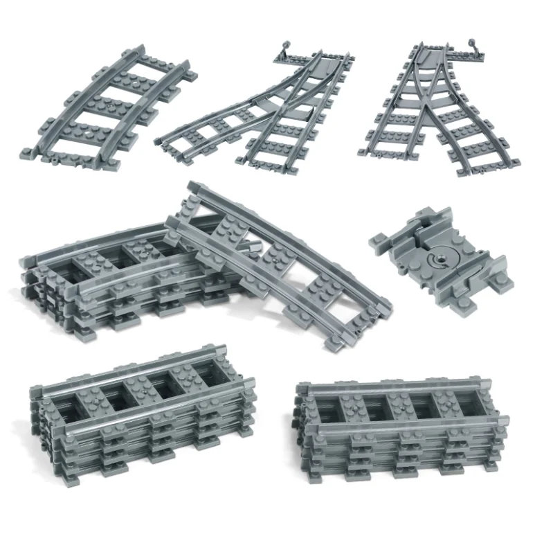 100Pcs City Trains Train Track Rail Bricks Model Toy Soft Track& Cruved& straight For Kids Gift Compatible All Brands Railway