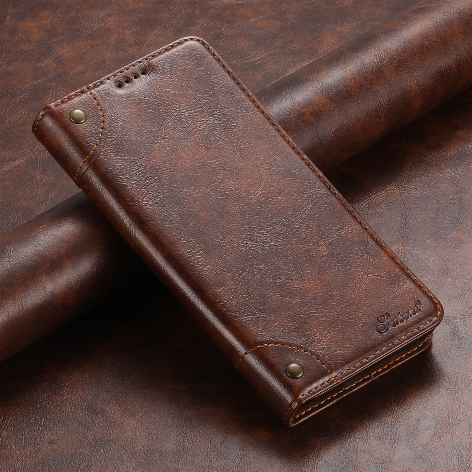 

SUTENI Phone Case PU Leather Card Holder Stand Wallet Magnet Flip Cover For Samsung S24Ultra S23Plus S22 Note20